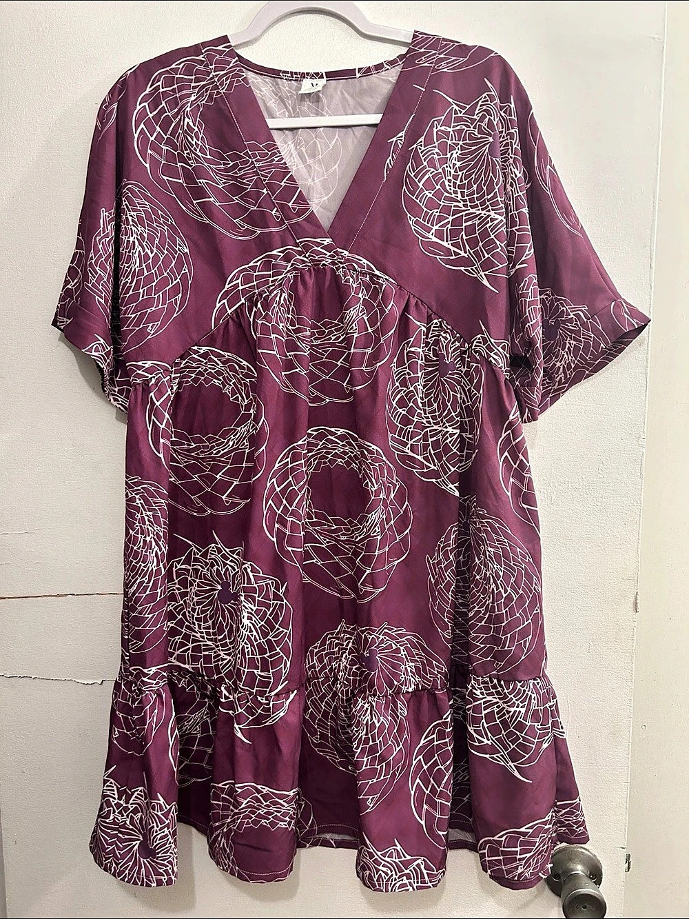 Abstract Print Mini Dress in Purple